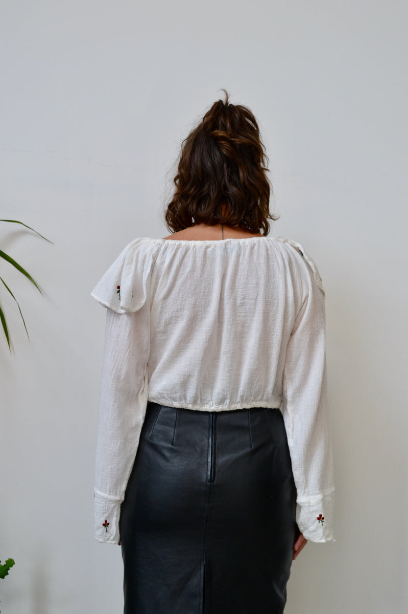 90s Indian Cotton Peasant Blouse Community Thrift and Vintage