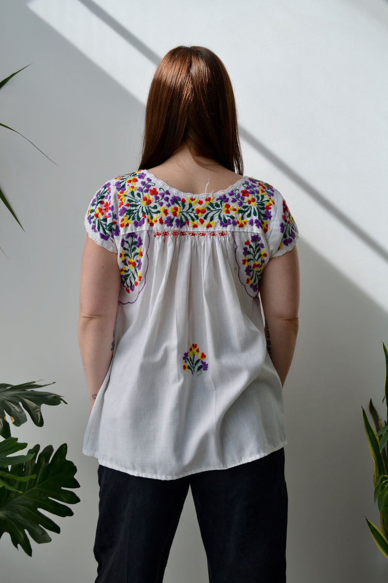 Vintage Leaves Embroidery T-Shirt Cami Top Skirt