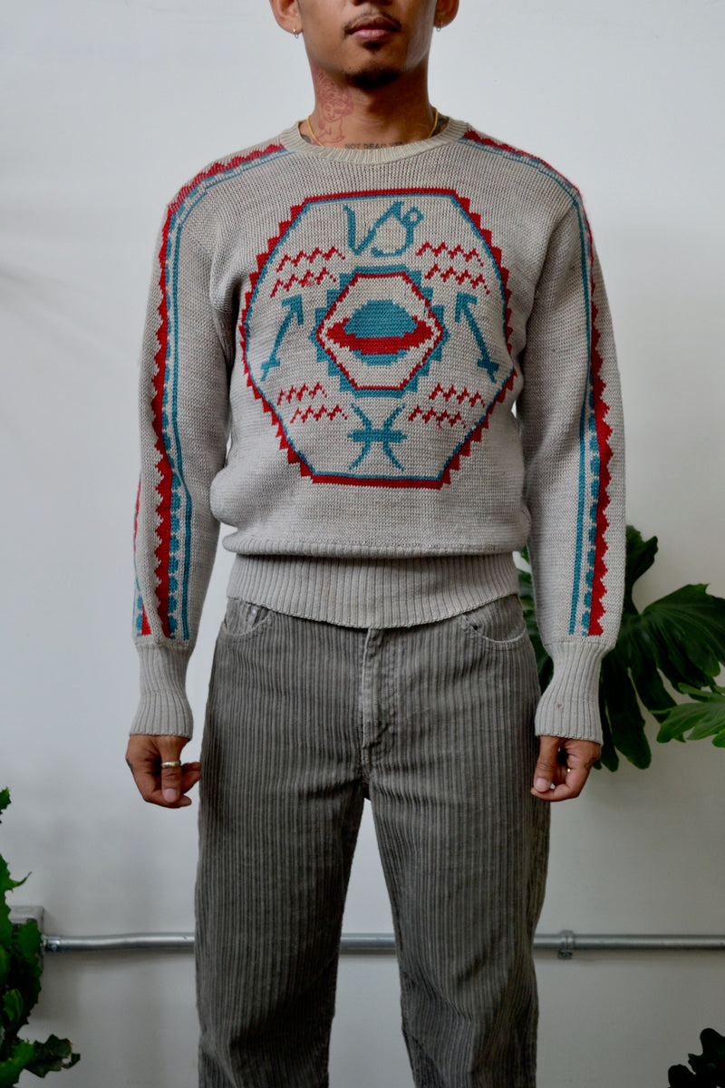 RARE 1940s Jantzen Zodiac Ski Sweater