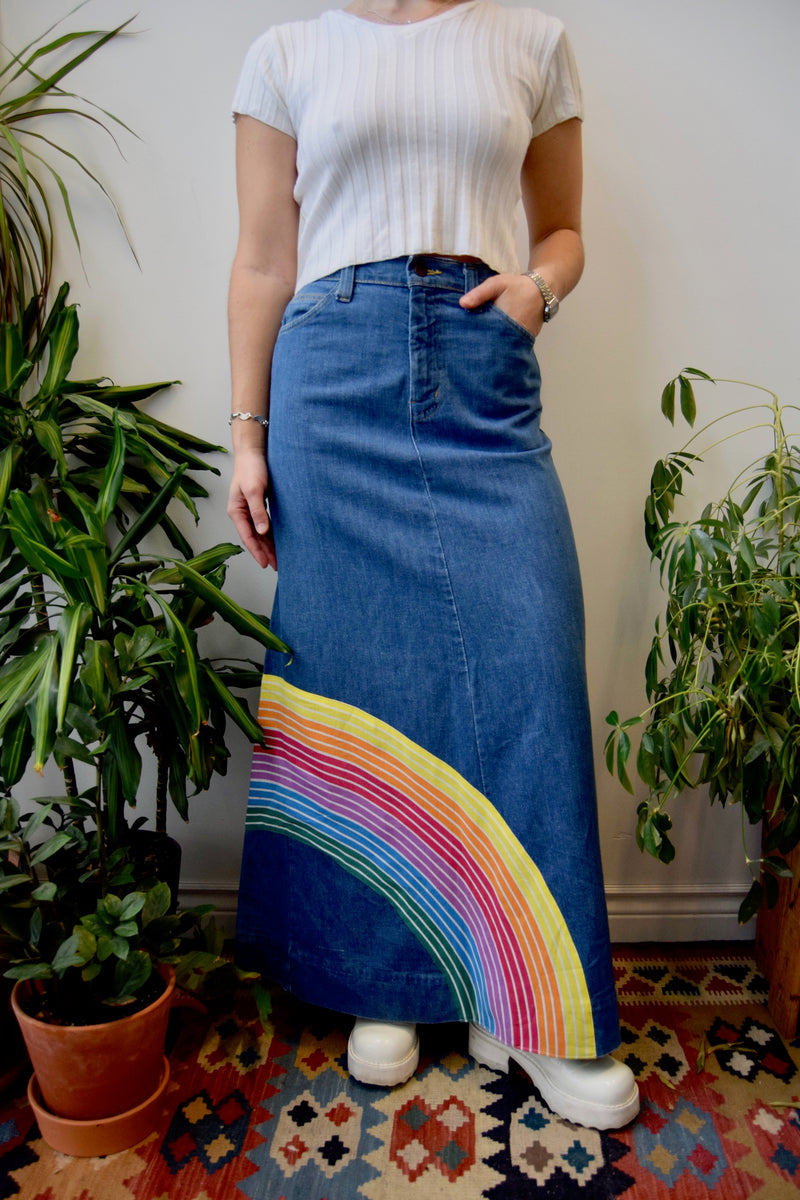 Rainbow cheap denim skirt