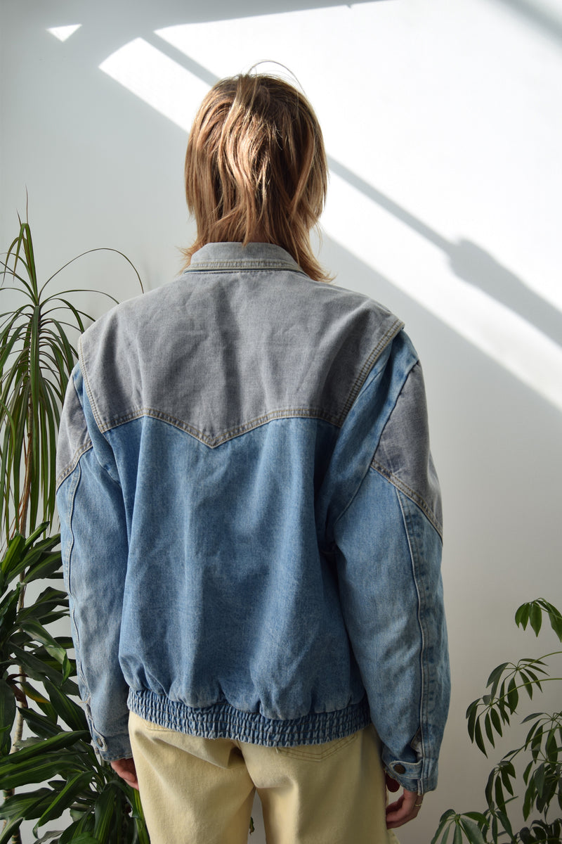 Guess denim bomber sales jacket