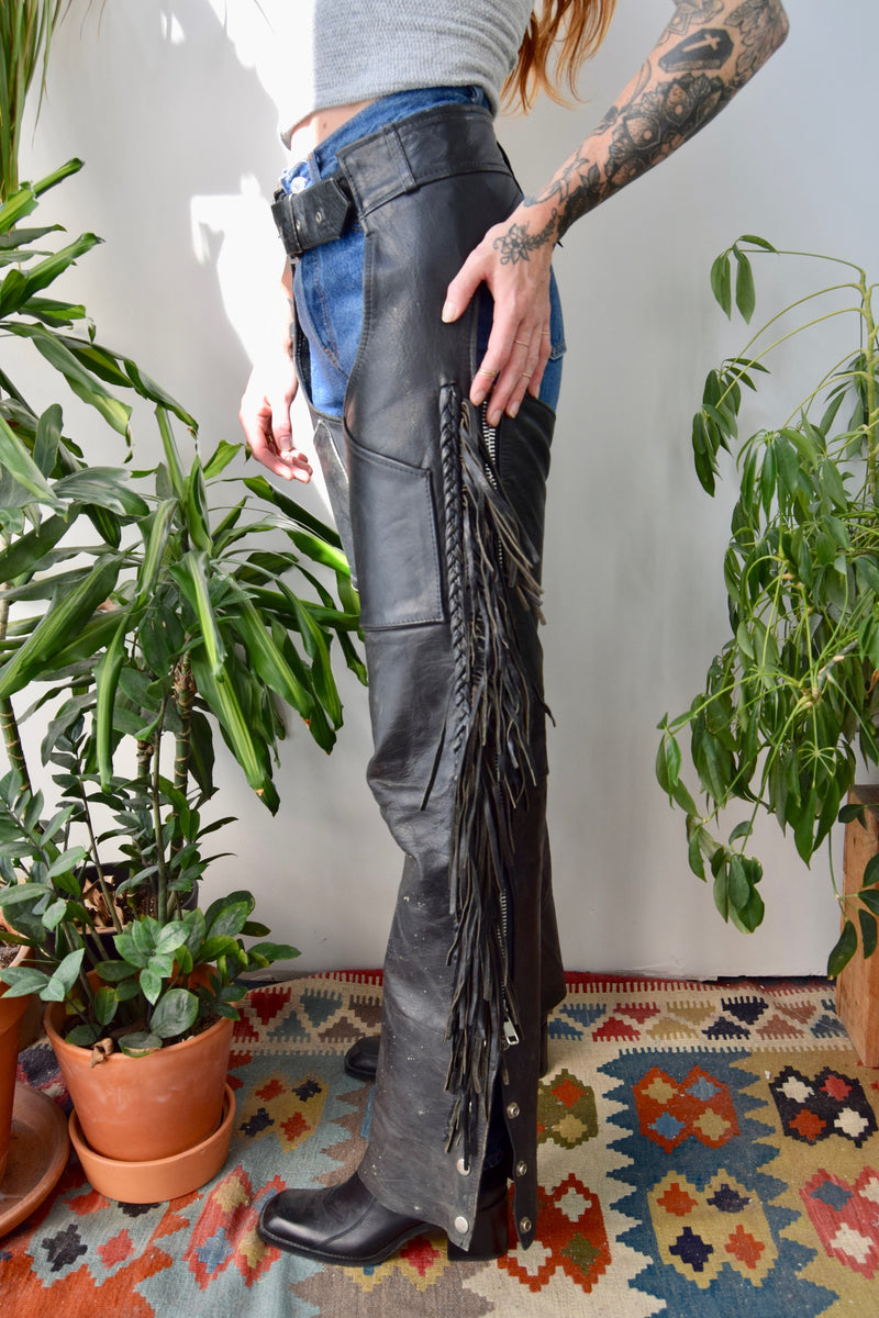 Leather And Fringe Motorcycle Chaps