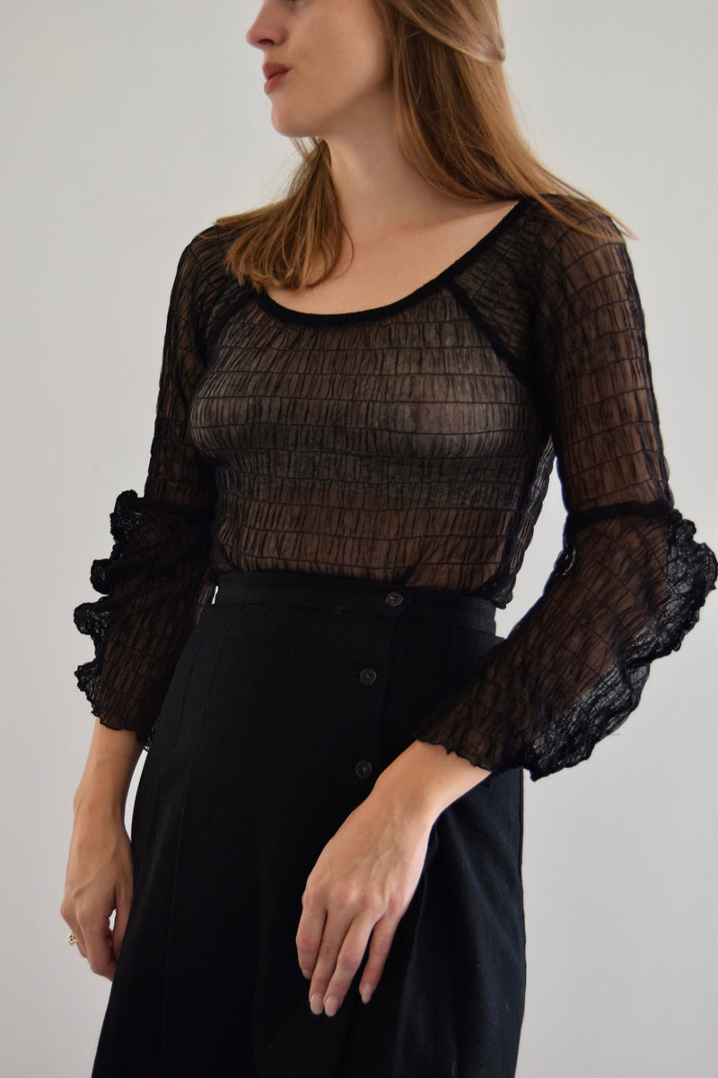 90s Sheer Black Top - XS