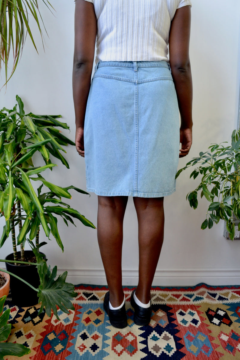 Denim Drawstring Skirt-Light Wash main image 0