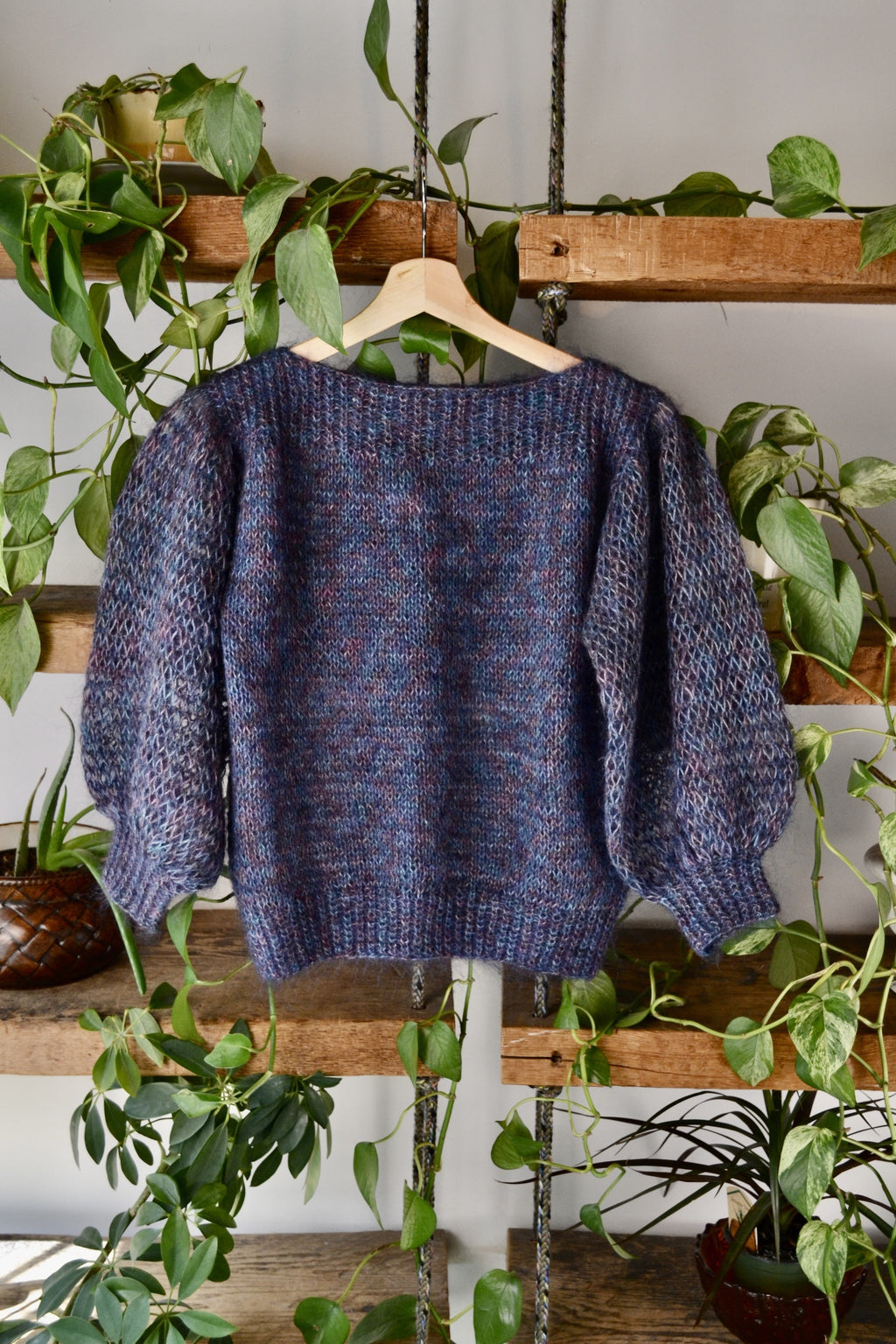 Plum Mohair Puff Sleeve Knit