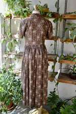 90s Floral Brown Shirt Dress