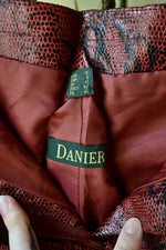 Iconic Danier Red Snake Print Leather Pants