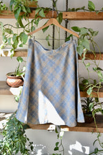 Plus Size Slate Blue Plaid Wool Skirt