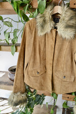 Y2K Faux Fur Trim Suede Jacket
