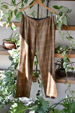 70s Brown Plaid Wool Trousers