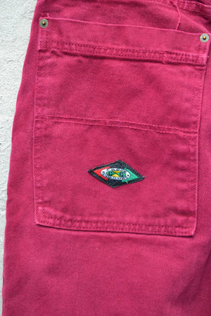 Raspberry Cross Colour Baggy Jeans