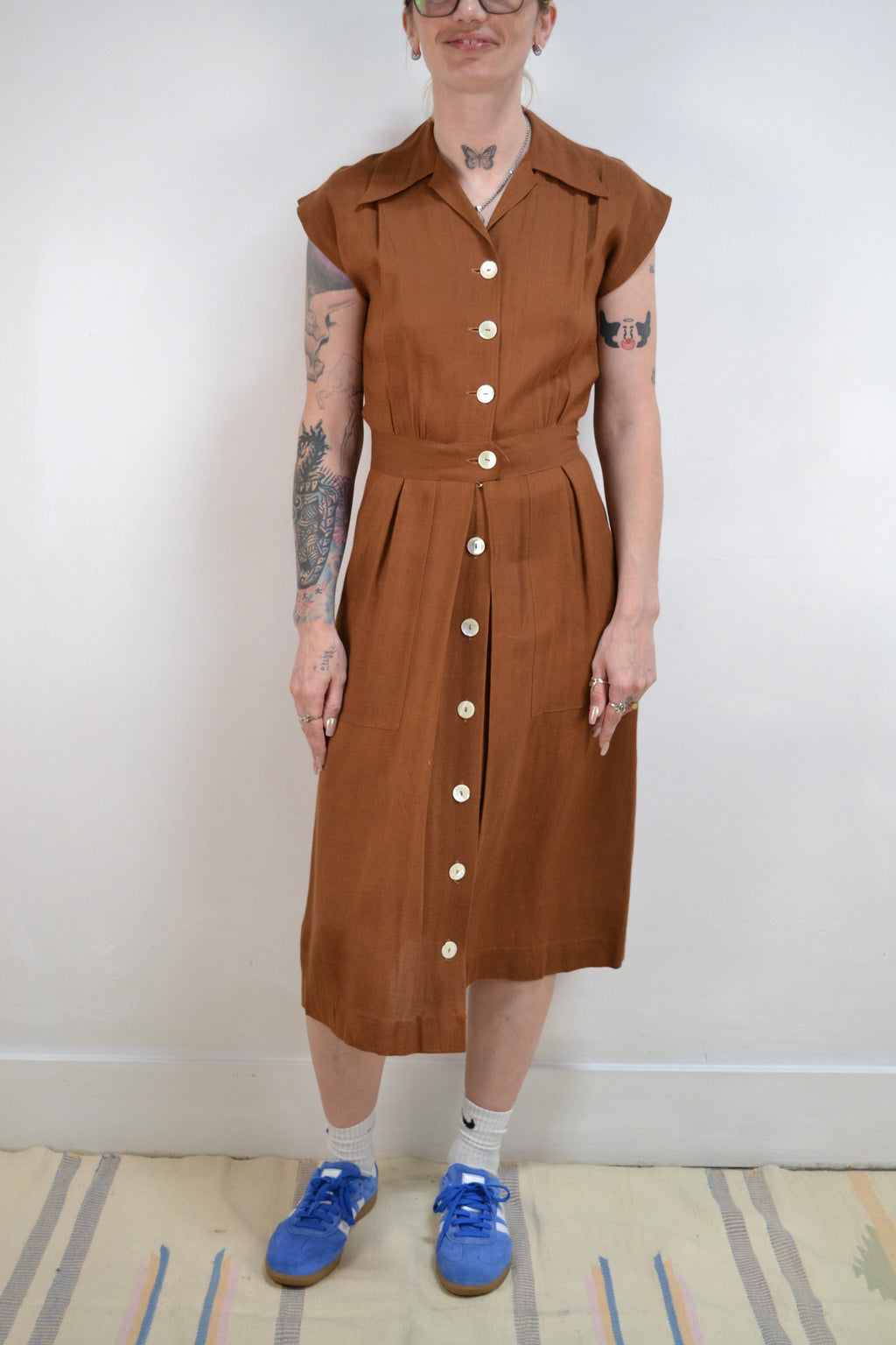 50s Chestnut Cotton Day Dress