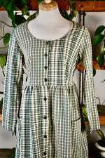 90s Green Plaid Baby Doll Dress