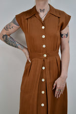 50s Chestnut Cotton Day Dress