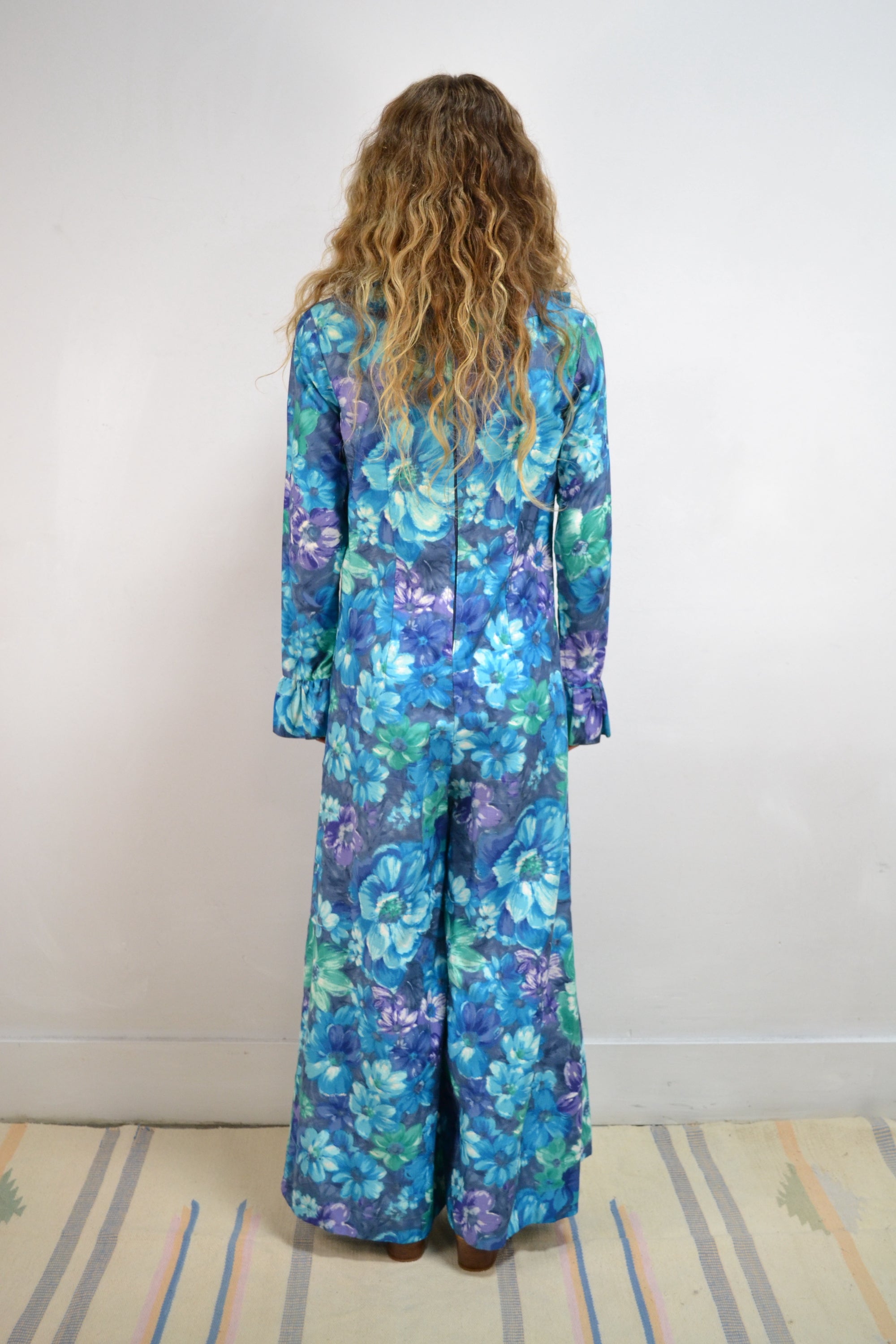 60s Floral Ruffle Jumpsuit