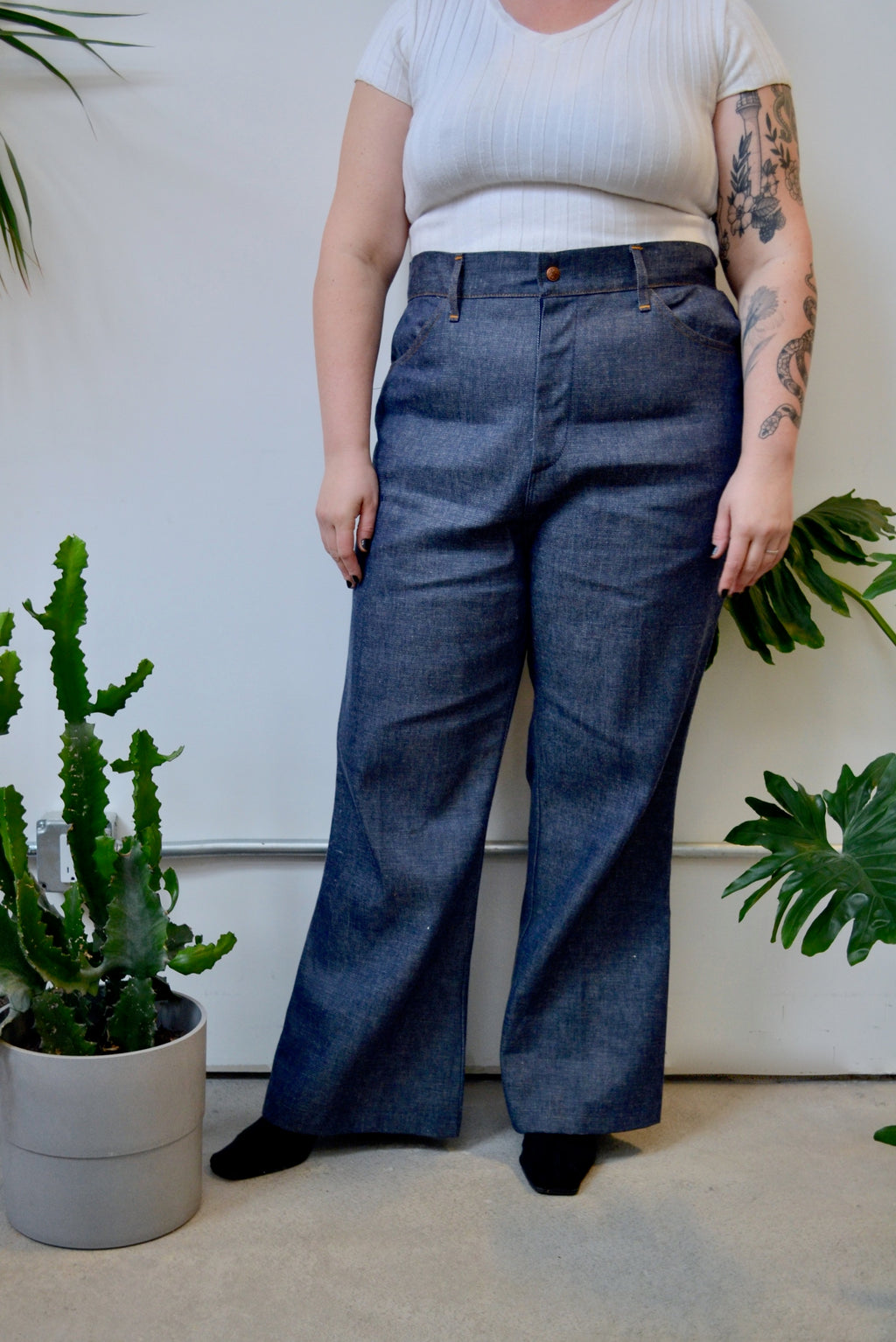 Seventies Dark Wash Flares