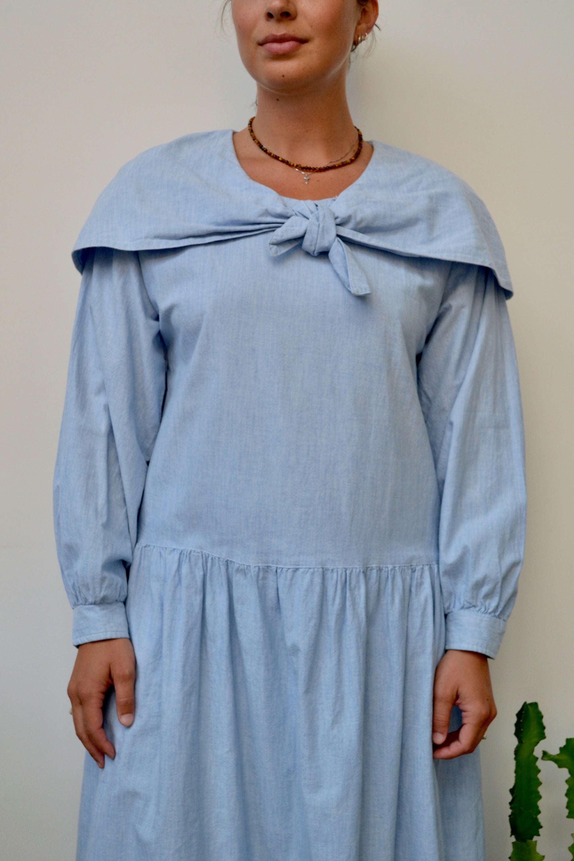 Drop Waist Eighties Chambray Dress