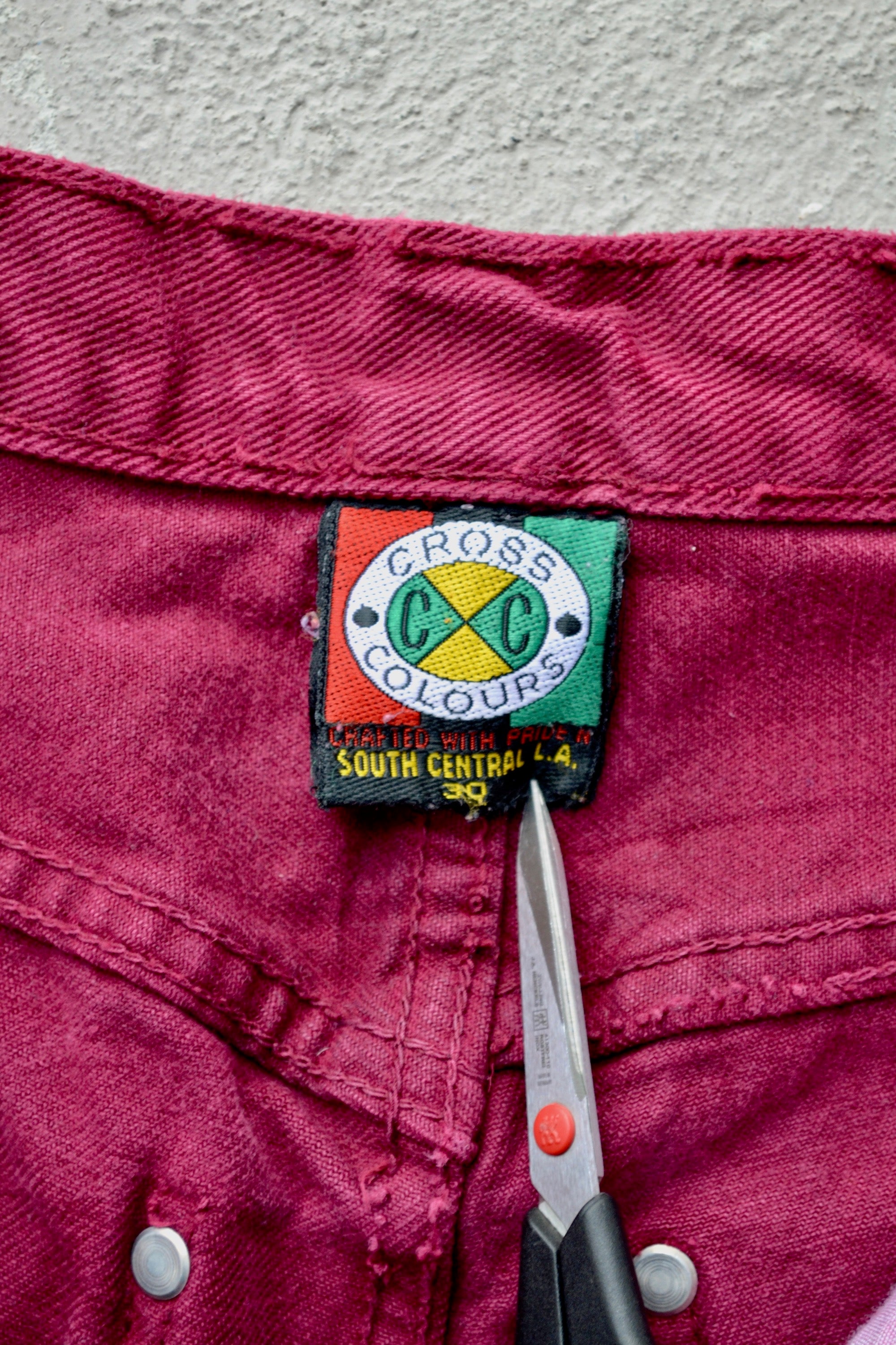Raspberry Cross Colour Baggy Jeans