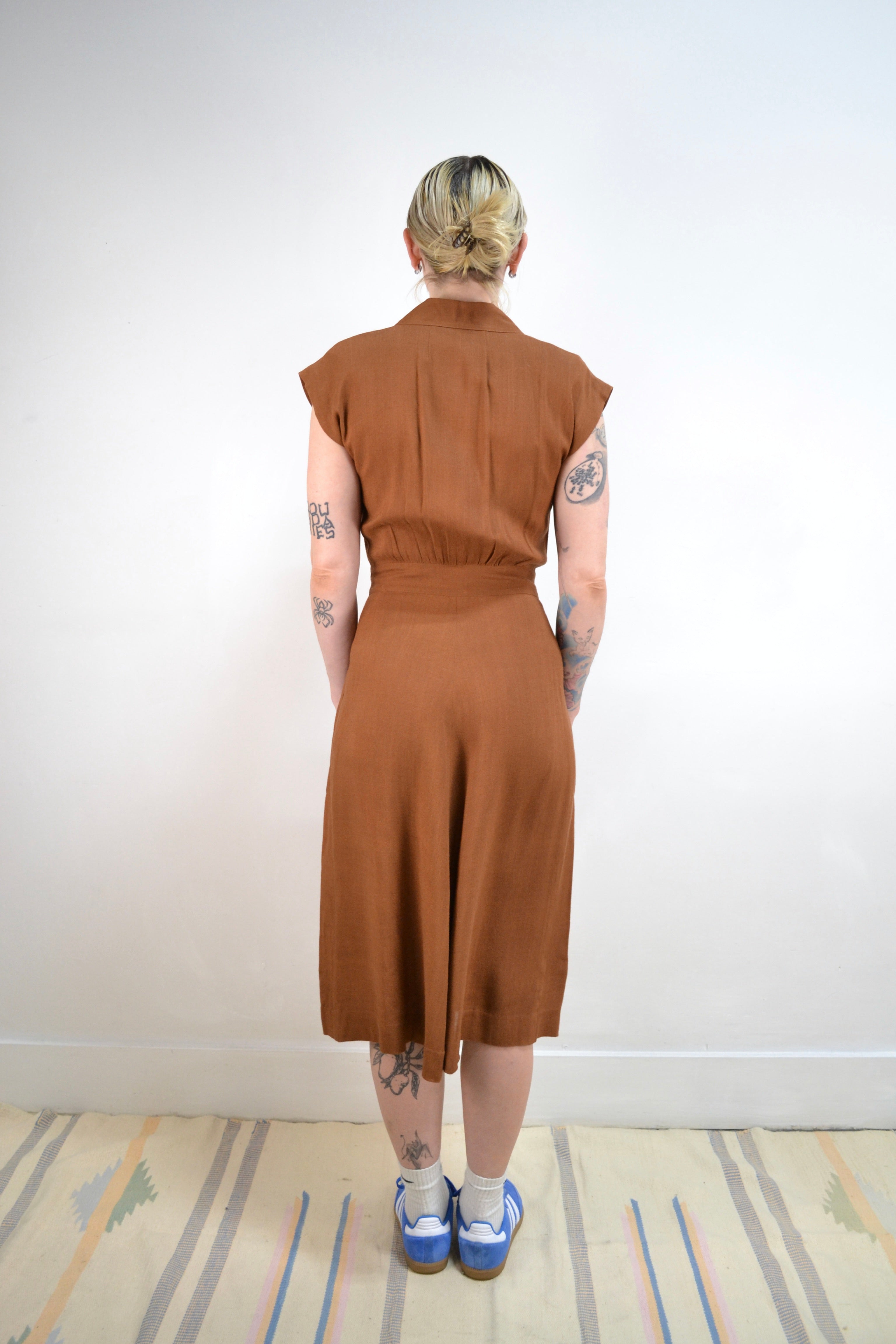 50s Chestnut Cotton Day Dress