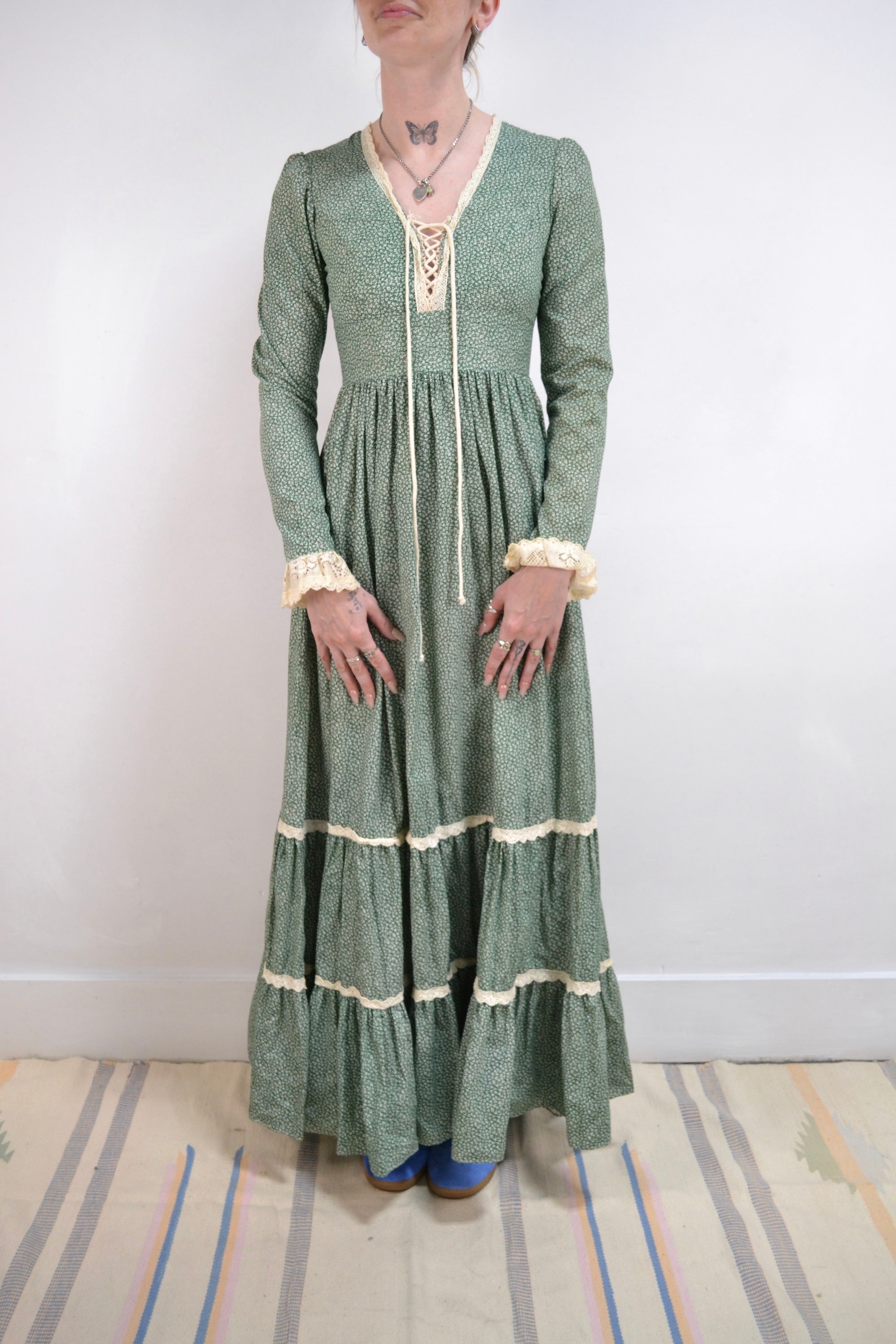 Leafy Green Gunne Sax Dress