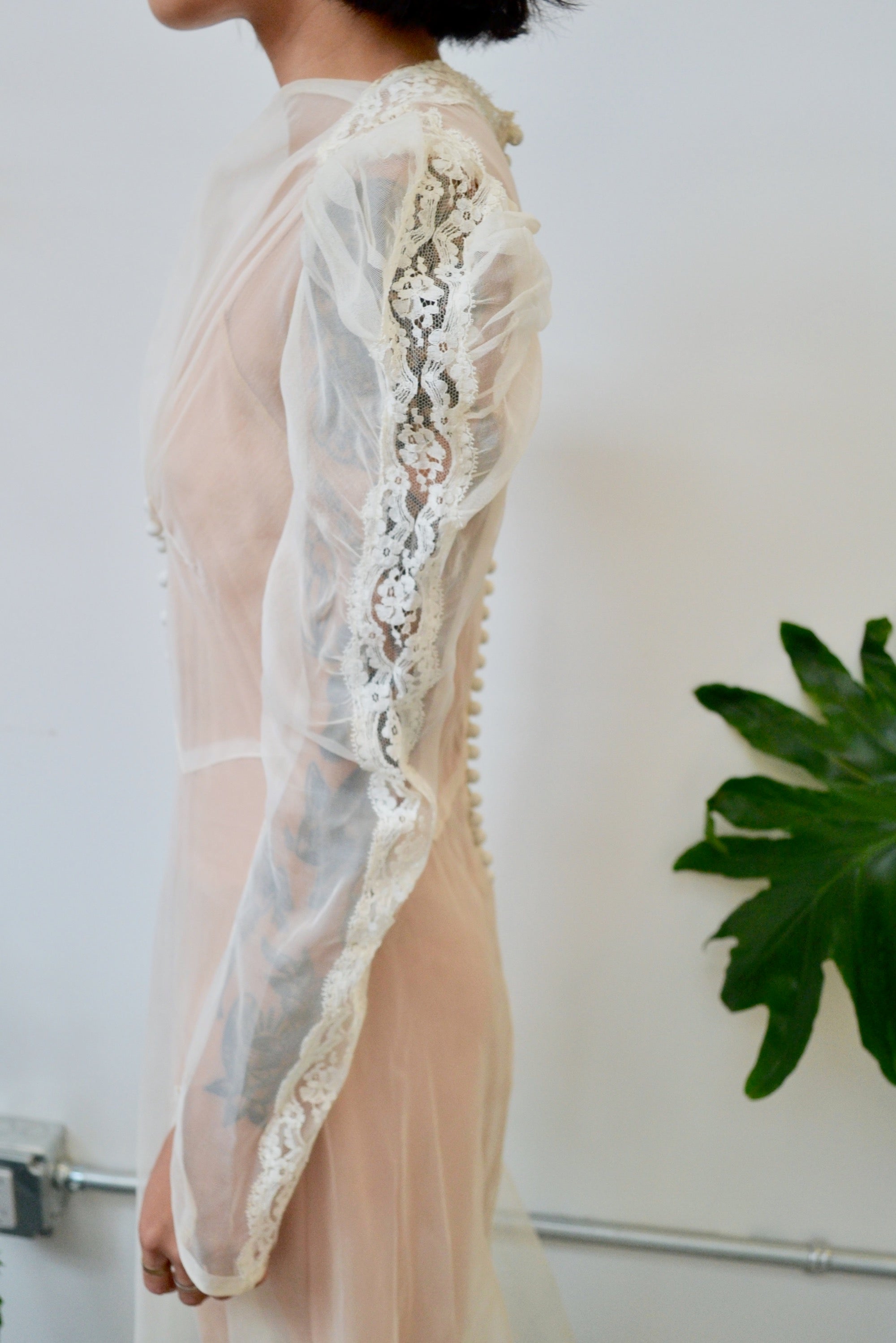 30s/40s Sheer Bridal Gown
