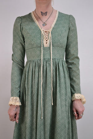 Leafy Green Gunne Sax Dress