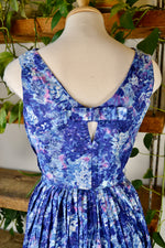 50s Blue Floral Cotton Day Dress
