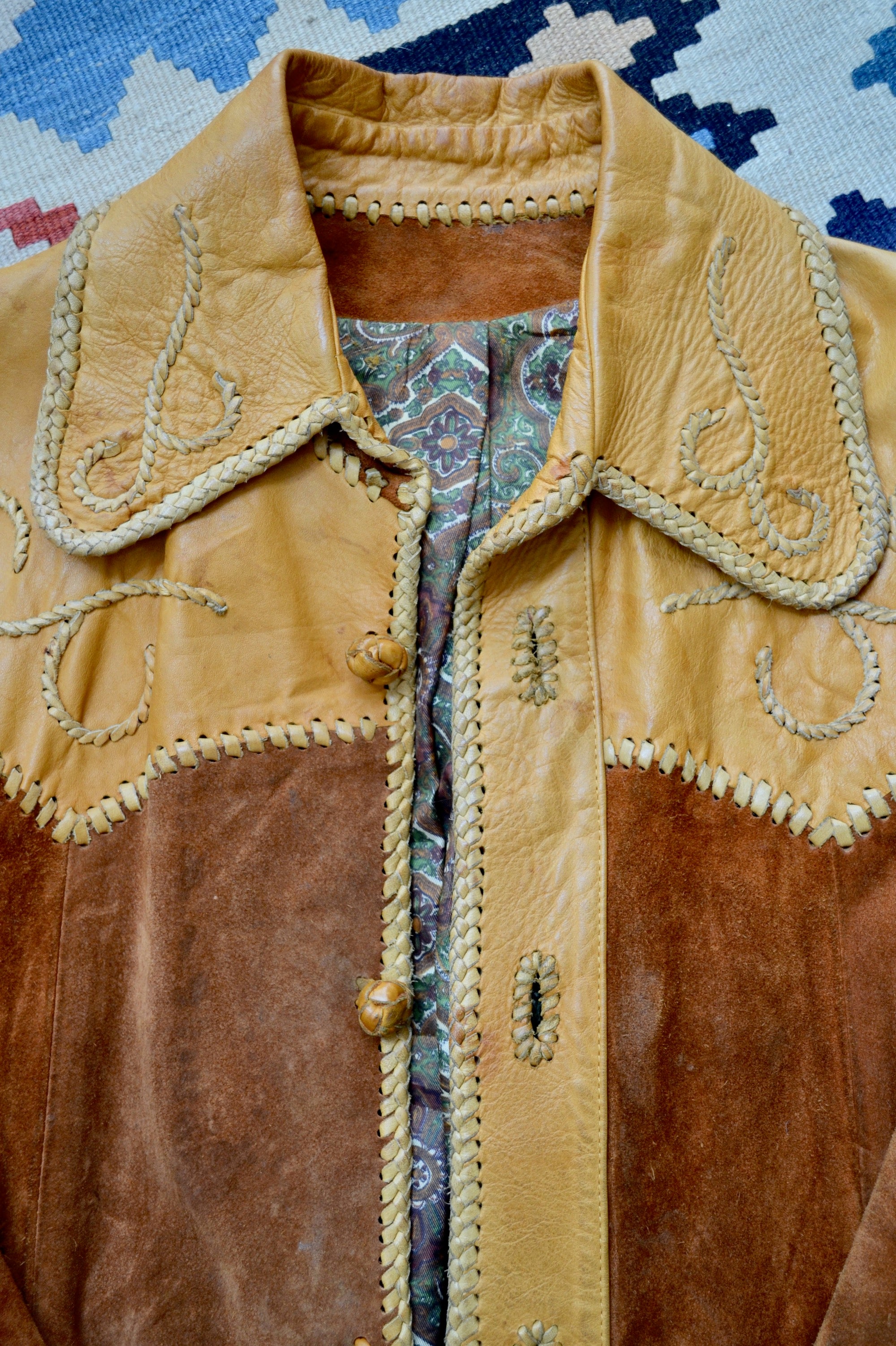 Woodstock Era Whip Stitch Suede Jacket