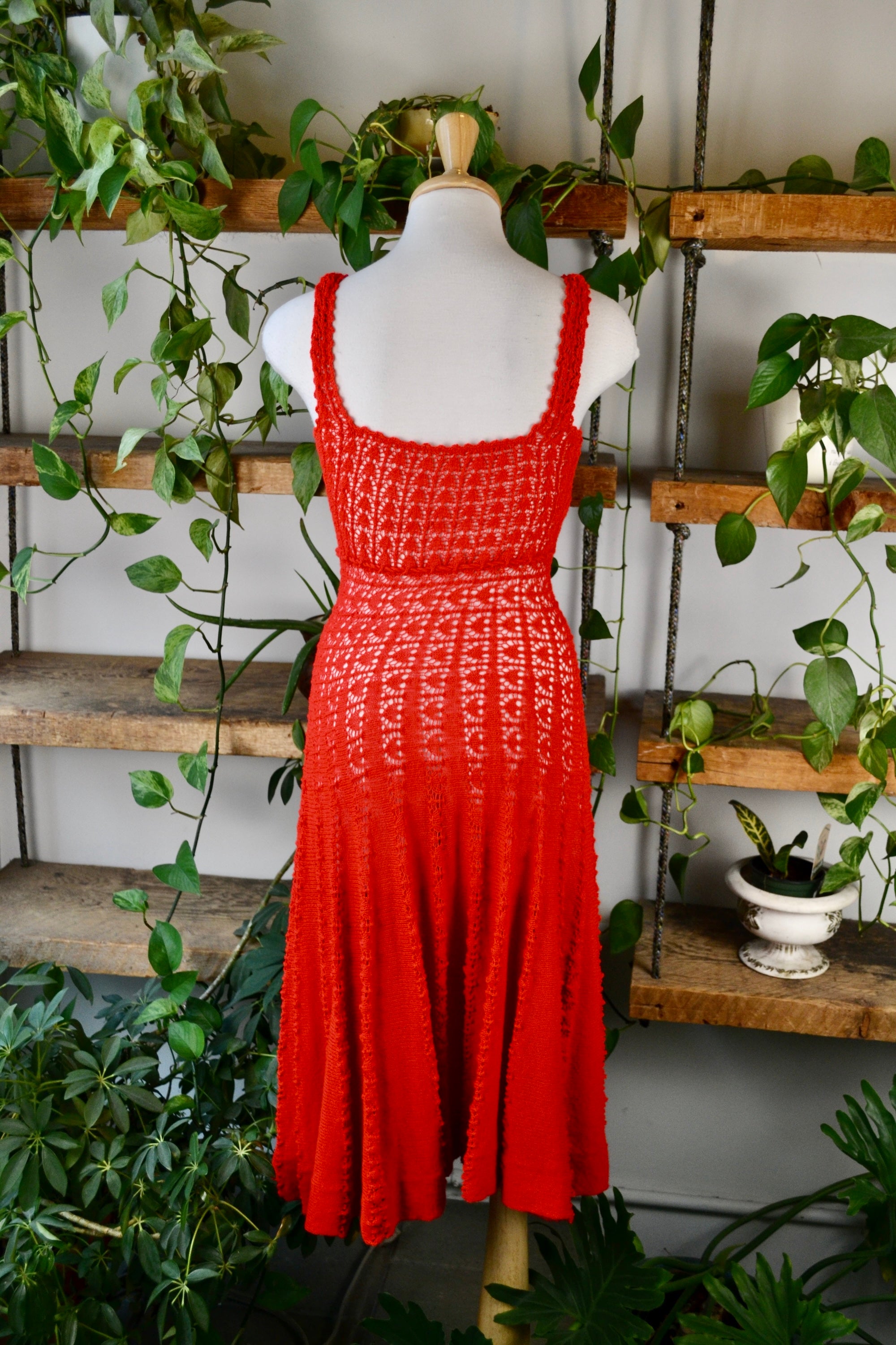Vintage Bright Red Knit Dress