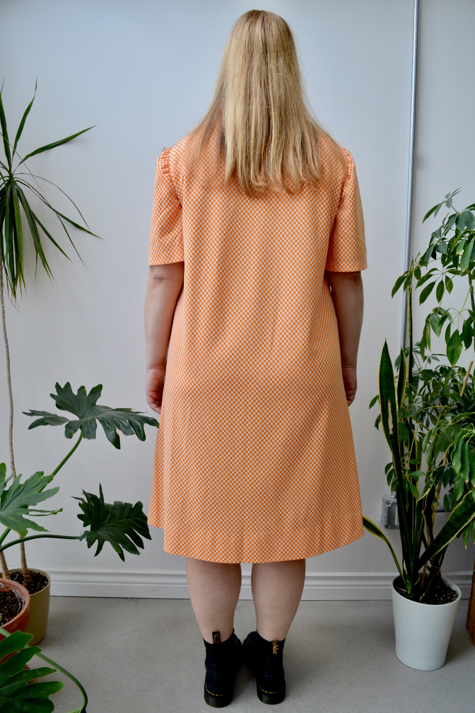 Creamsicle Checkered Shift Dress