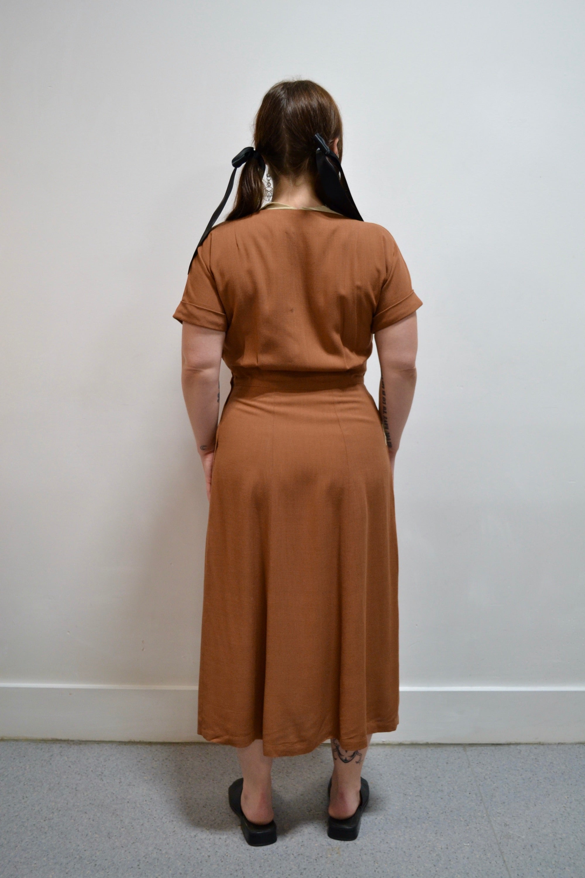 50s Tawny Brown Wiggle Dress