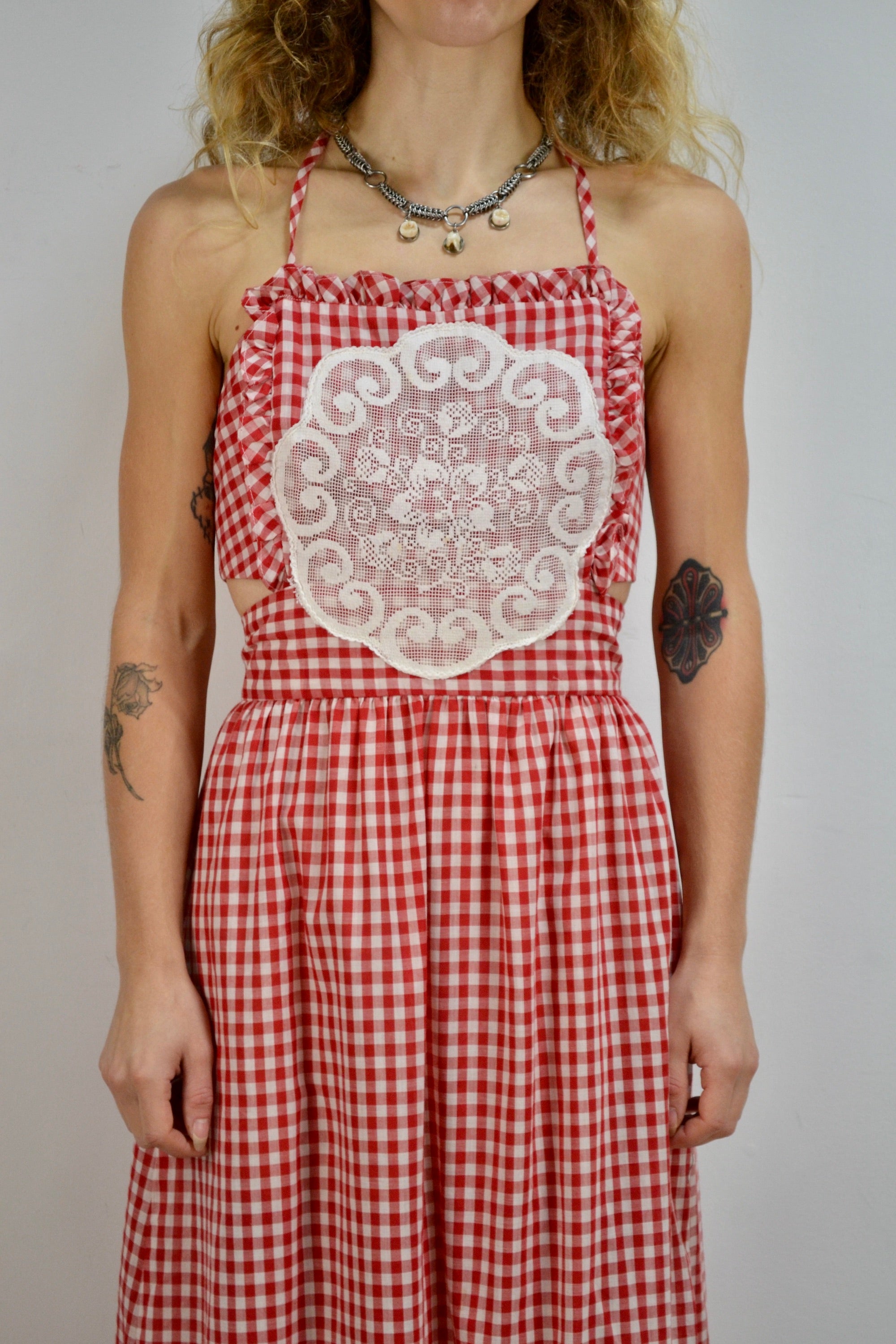 Joy Stevens Gingham Halter Dress