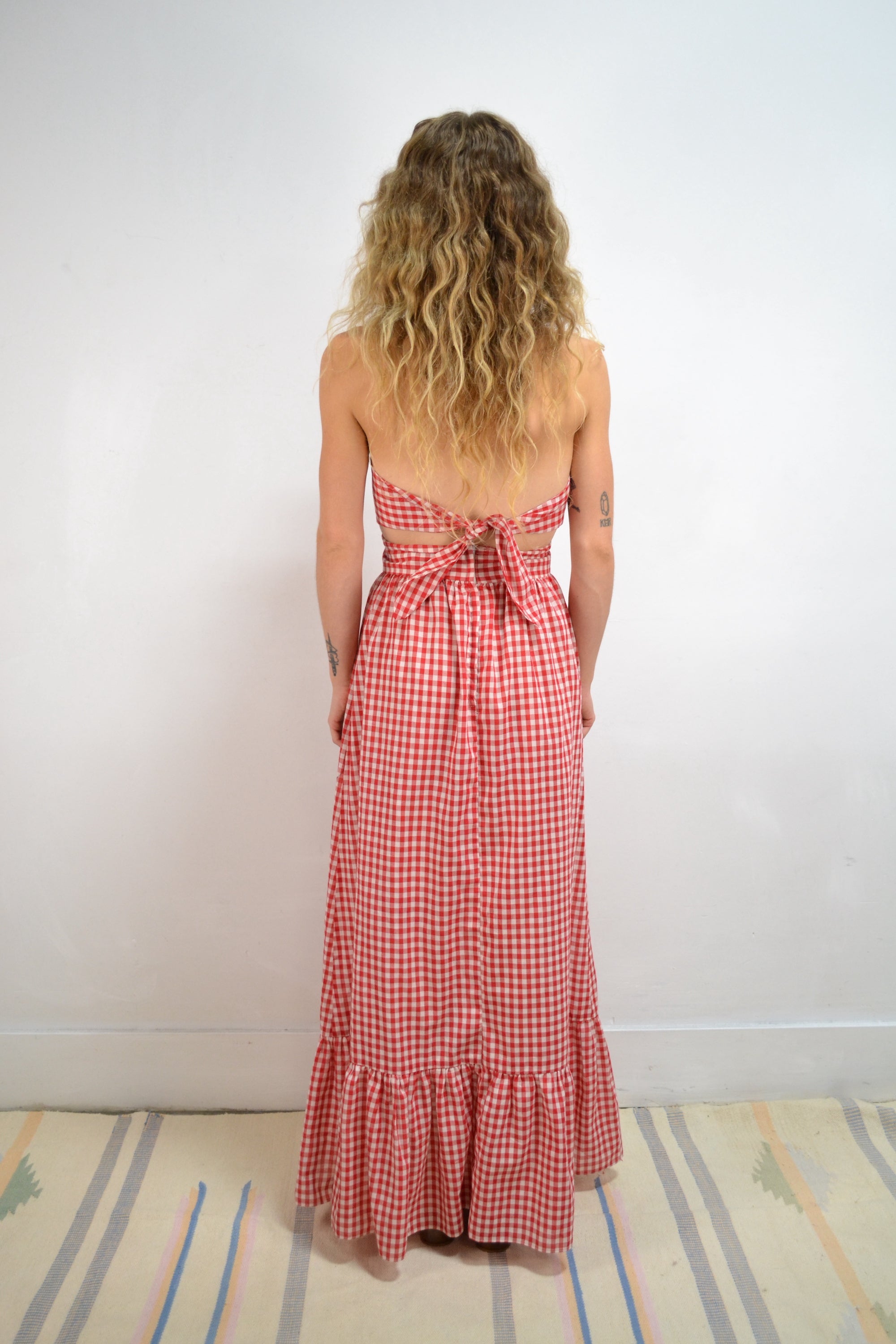 Joy Stevens Gingham Halter Dress