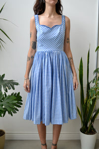 Fifties Blue Gingham Picnic Dress