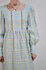 Flocked Baby Blue Prairie Dress