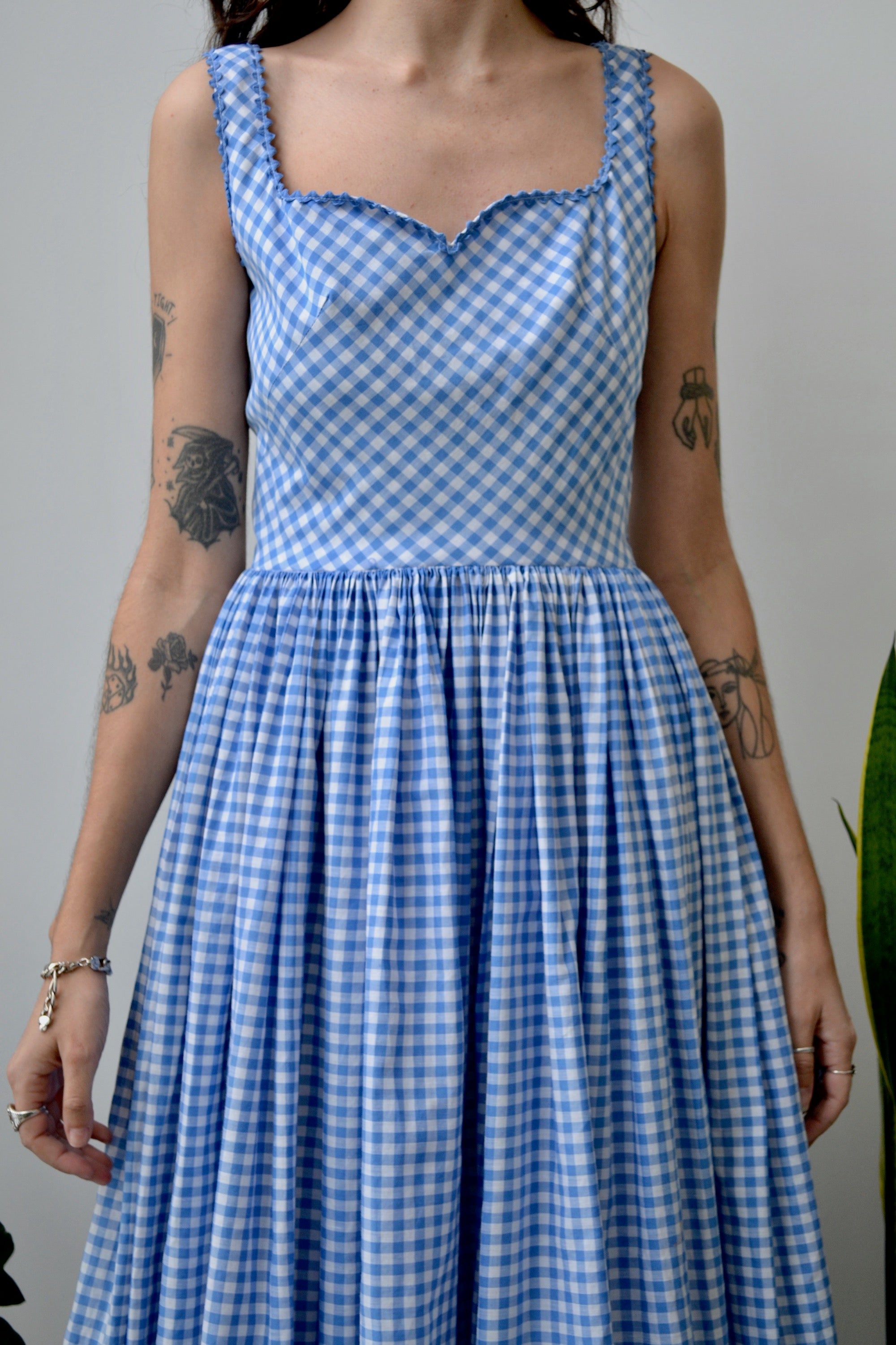 Fifties Blue Gingham Picnic Dress