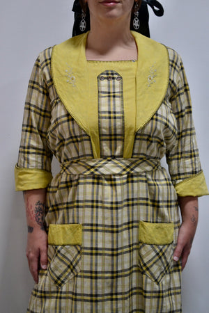 Sweetest Bumblebee Plaid Dress