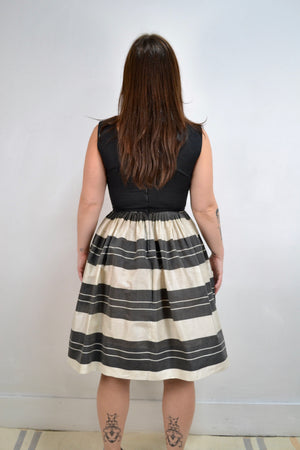 Vintage 50s Black and White Striped Dress