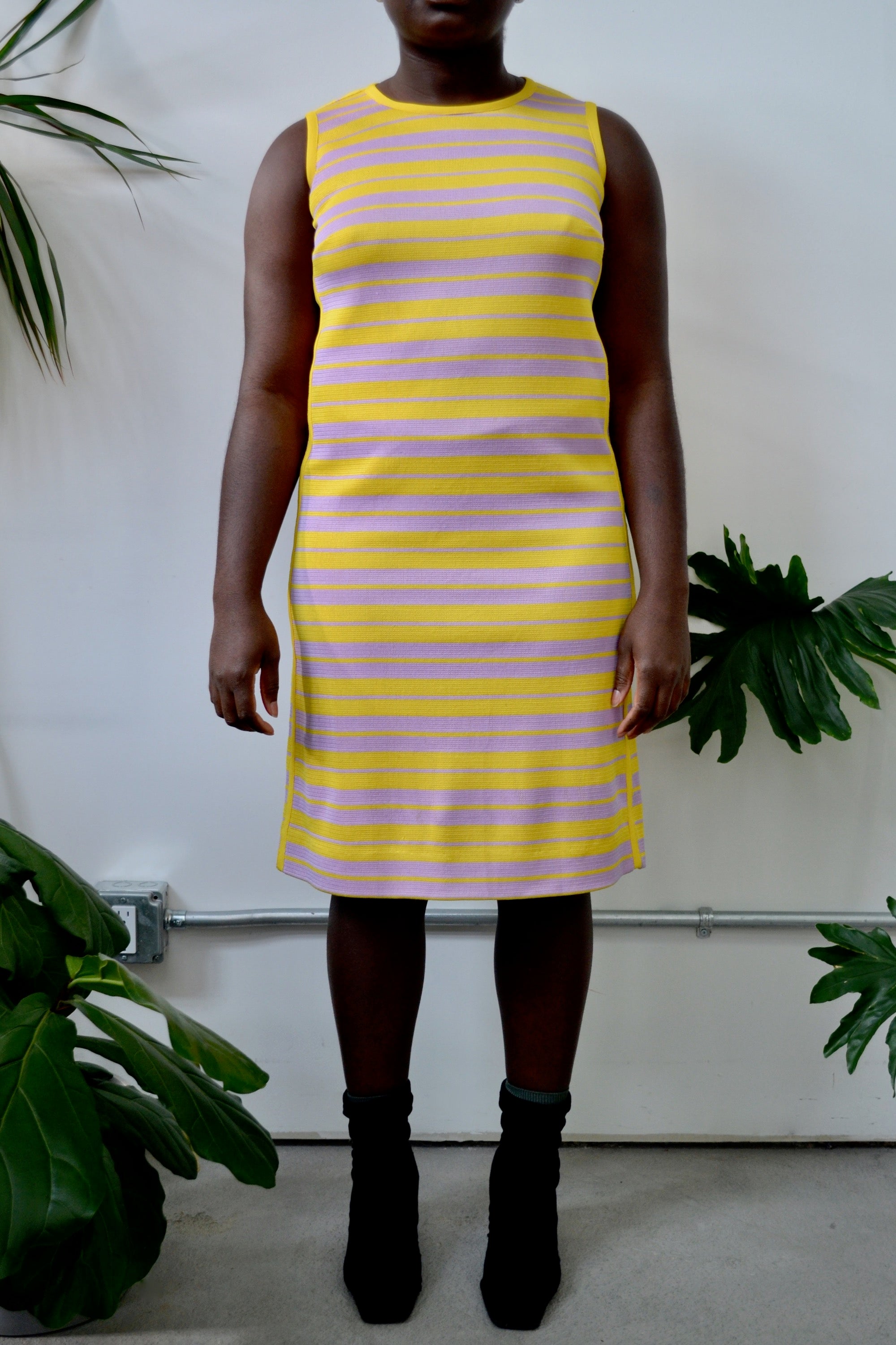 Yellow & Lavender Knit Shift Dress