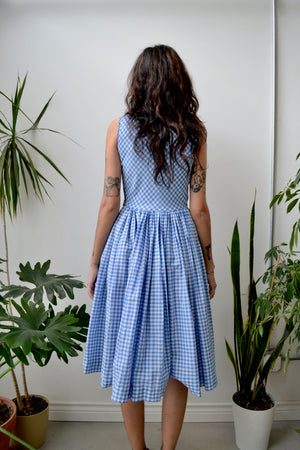 Fifties Blue Gingham Picnic Dress