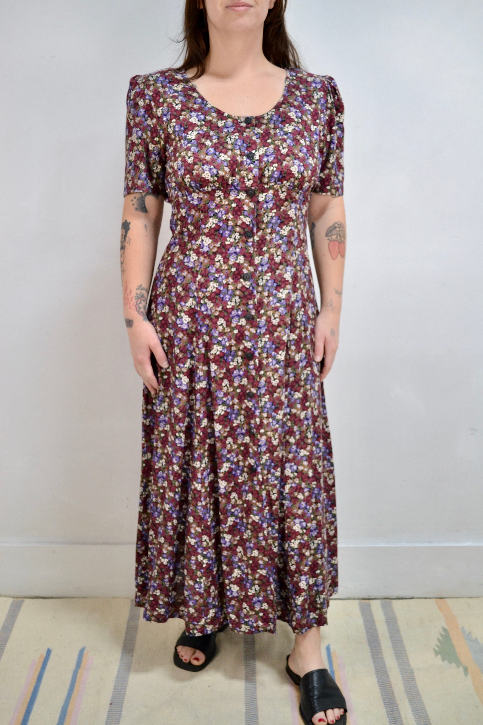 90s Purple Floral Rayon Number