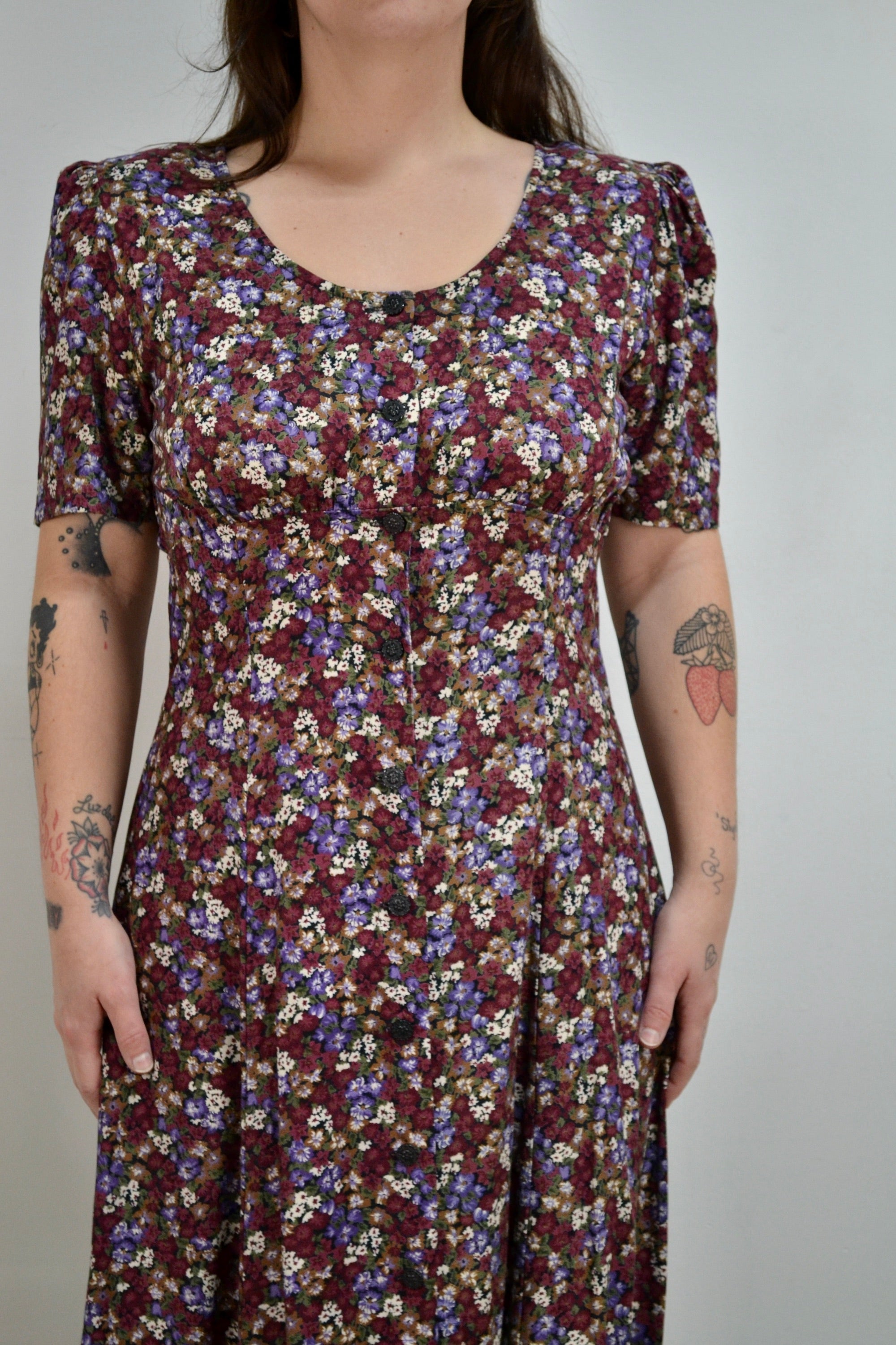 90s Purple Floral Rayon Number