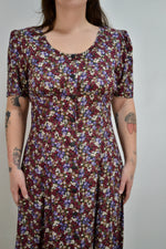 90s Purple Floral Rayon Number