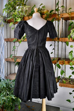 50s Black Taffeta Party Dress