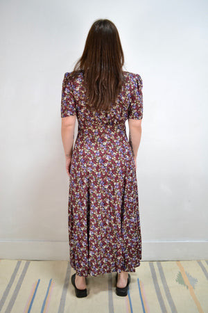 90s Purple Floral Rayon Number