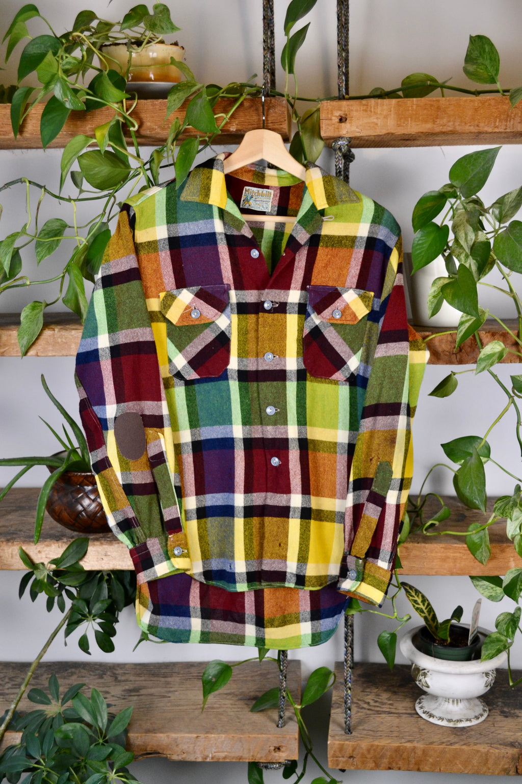 Fifties Plaid Wool Button Up