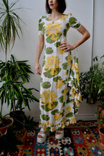 1940s Cold Rayon Hawaiian Holoku Dress