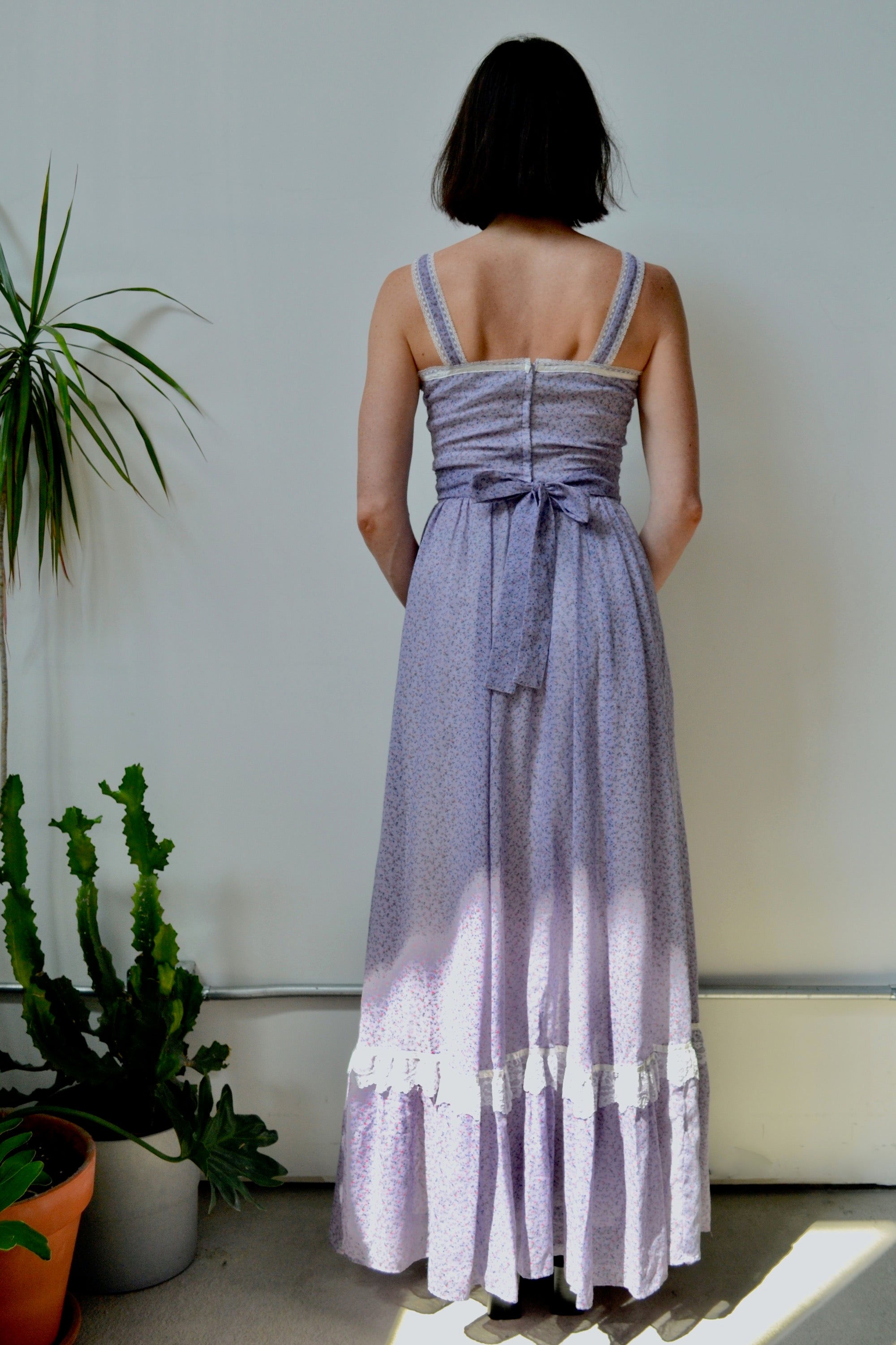 purple gunne sax dress 70's Pinotage Purple Floral Gunne Sax Maxi Sundress Sz 11