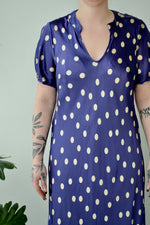 Super Special Navy Polkadot Satin Dress