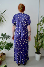 Super Special Navy Polkadot Satin Dress